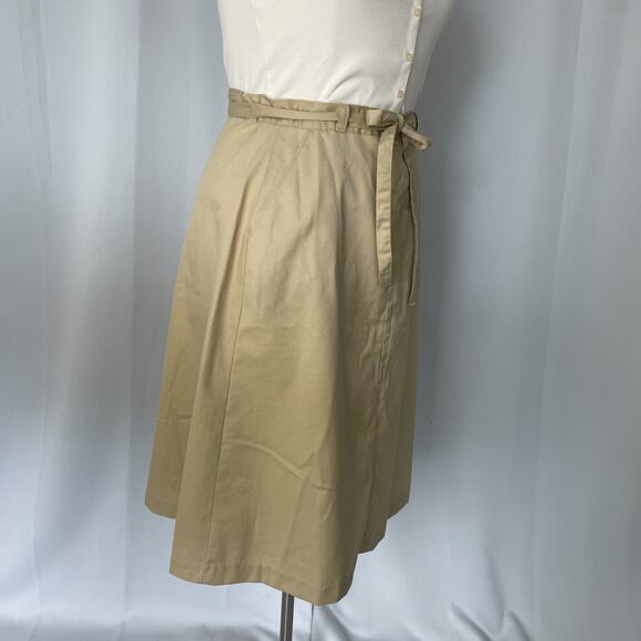Vintage Wrangler Skirt Size 14 Khaki Tan A Line Midi High Rise Minimalist Retro - Picture 5 of 16